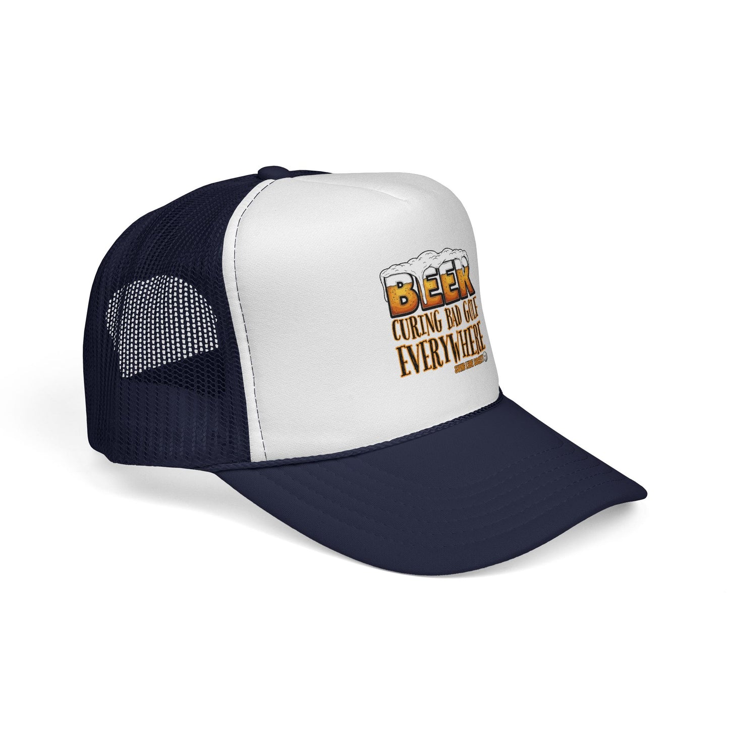 Beer Curing Bad Golf Everywhere Trucker Cap — Swing Lube Society Headwear