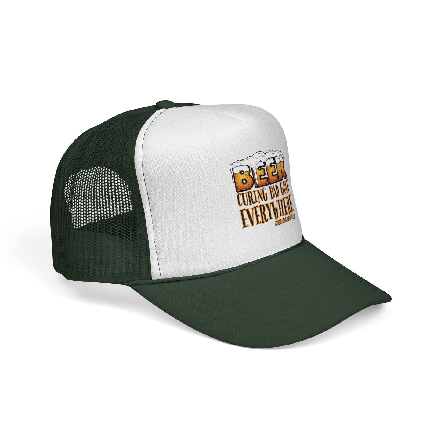 Beer Curing Bad Golf Everywhere Trucker Cap — Swing Lube Society Headwear
