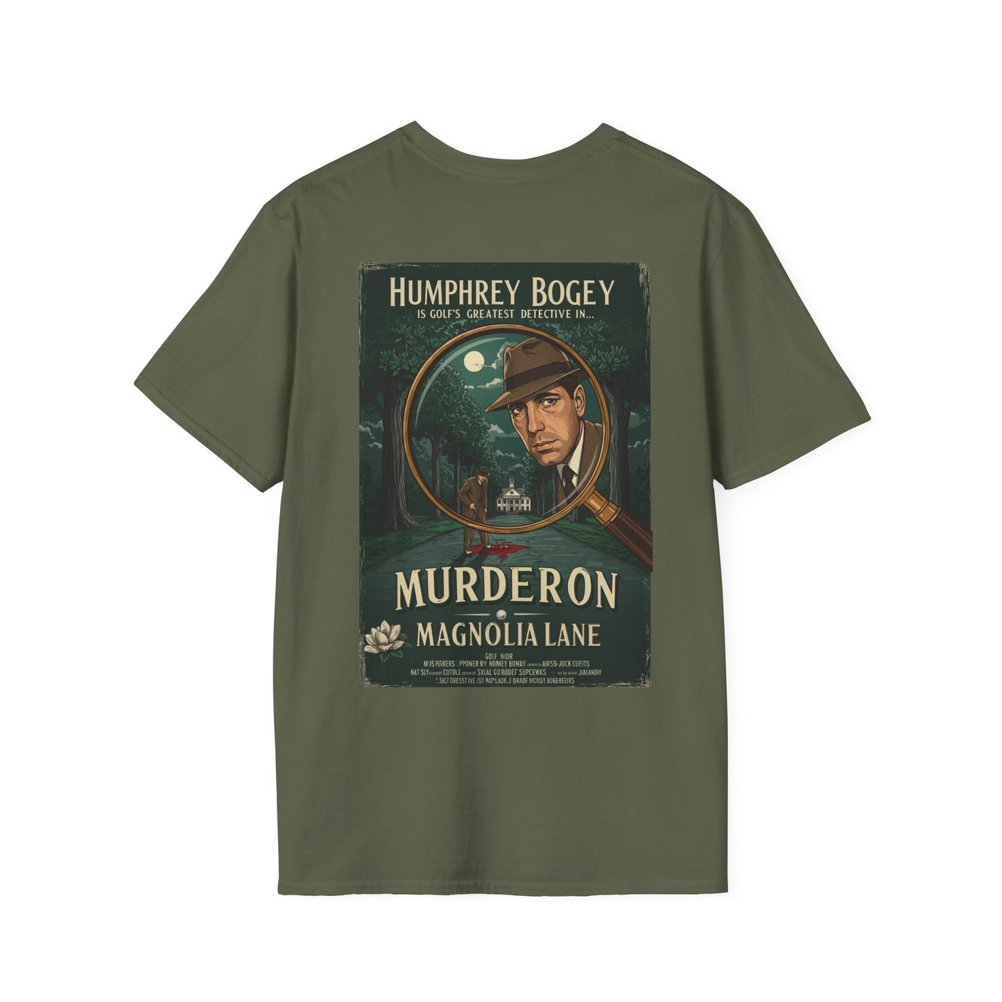 MURDER ON MAGNOLIA LANE T-Shirt - Starring HUMPHREY BOGEY- Golf Noir Signature Apparel