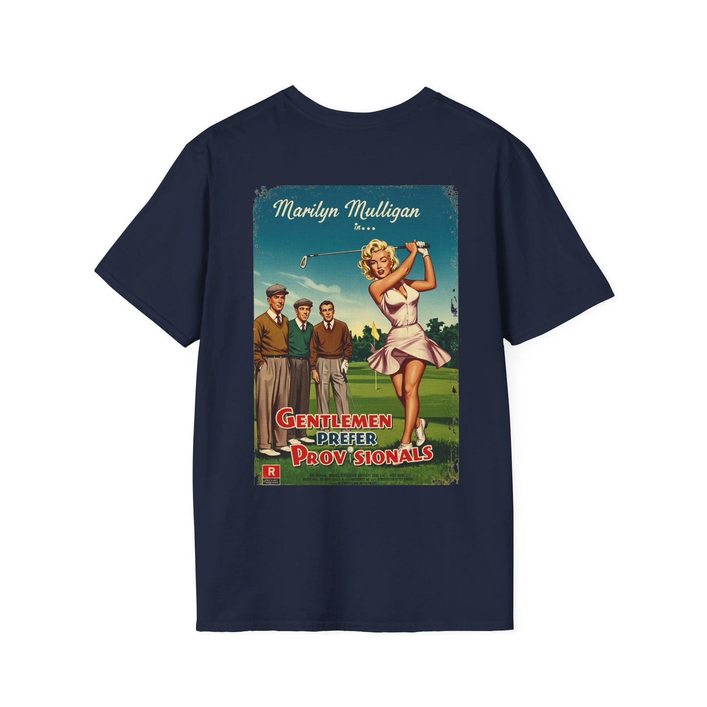 GENTLEMEN PREFER PROVISIONALS T-Shirt - Starring MARILYN MULLIGAN - Golf Noir Signature Apparel
