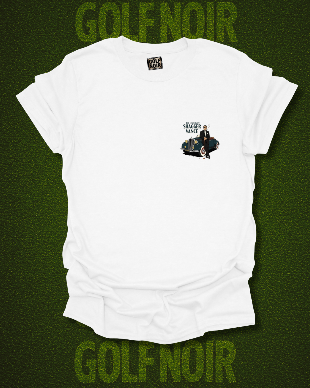 TALES FROM THE SHAG BAG T-Shirt - Starring THE LEGENDARY SHAGGER VANCE- Golf Noir Signature Apparel