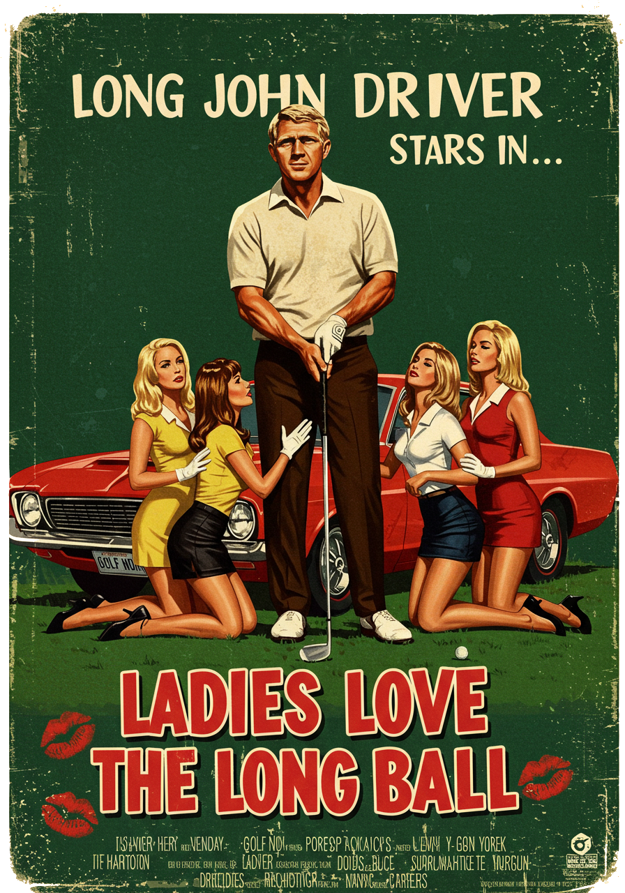 LADIES LOVE THE LONG BALL T-Shirt - Starring LONG JOHN DRIVER- Golf Noir Signature Apparel
