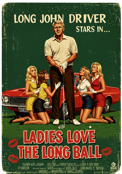 LADIES LOVE THE LONG BALL T-Shirt - Starring LONG JOHN DRIVER- Golf Noir Signature Apparel