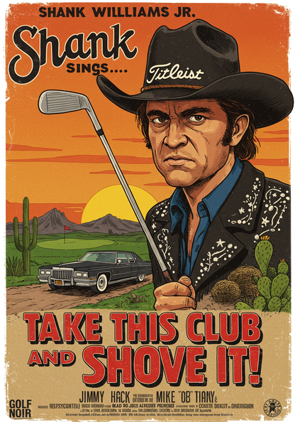 TAKE THIS CLUB AND SHOVE IT T-Shirt - Starring SHANK WILLIAMS JR.- Golf Noir Signature Apparel