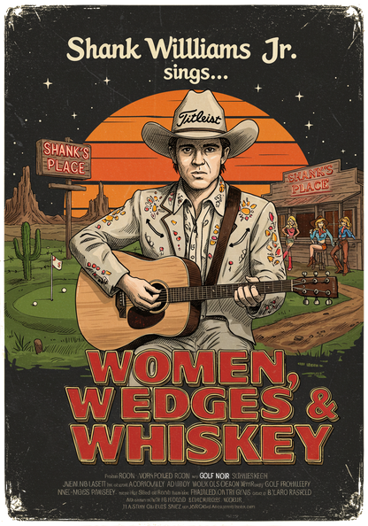 WOMEN, WEDGES, & WHISKEY T-Shirt - Starring SHANK WILLIAMS JR.- Golf Noir Signature Apparel