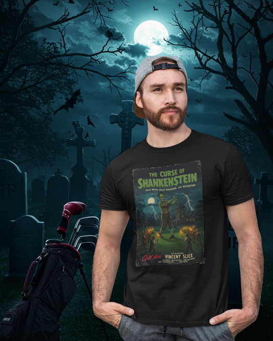 THE CURSE OF SHANKENSTEIN T-Shirt - Starring VINCENT SLICE - Golf Noir Signature Apparel
