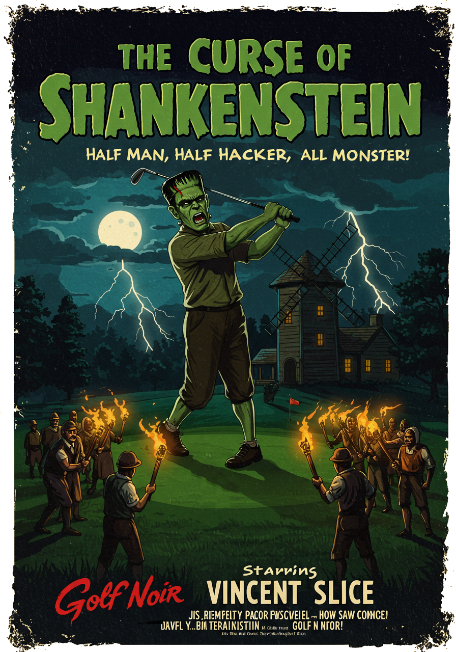 THE CURSE OF SHANKENSTEIN T-Shirt - Starring VINCENT SLICE - Golf Noir Signature Apparel