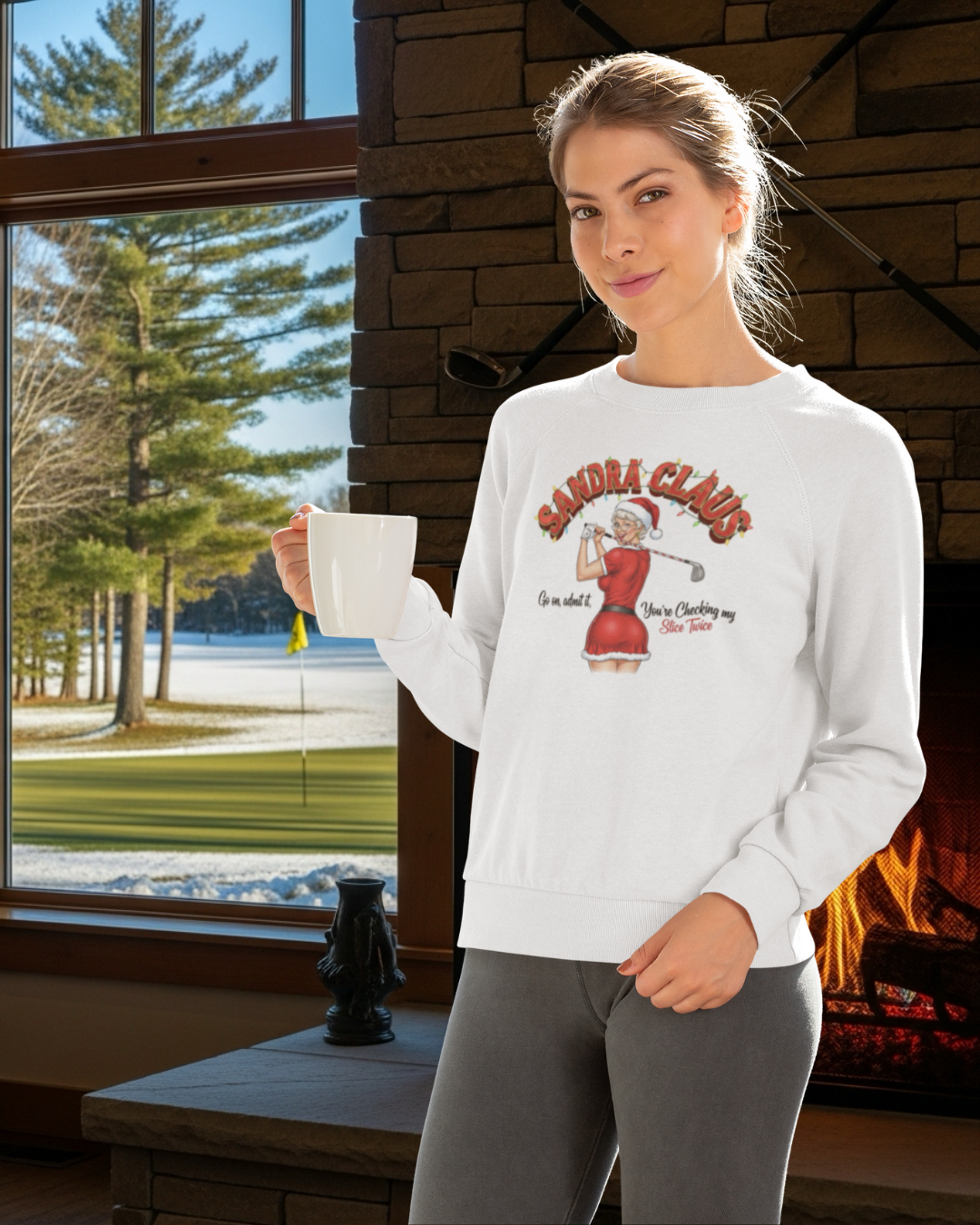 SANDRA CLAUS Christmas Sweatshirt - Go On, Admit It, You're Checking My Slice Twice