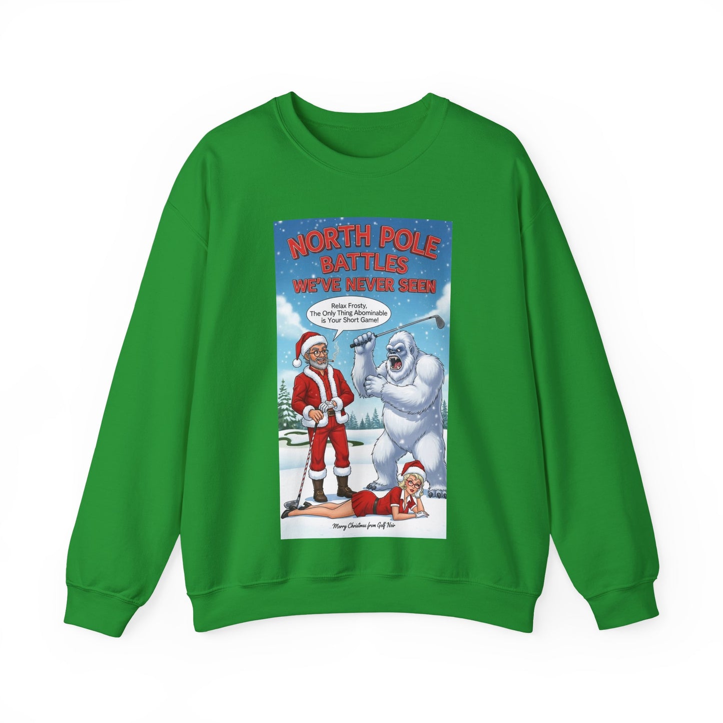 SHANKA CLAUS & SANDRA CLAUS Christmas Sweatshirt — "North Pole Battles"