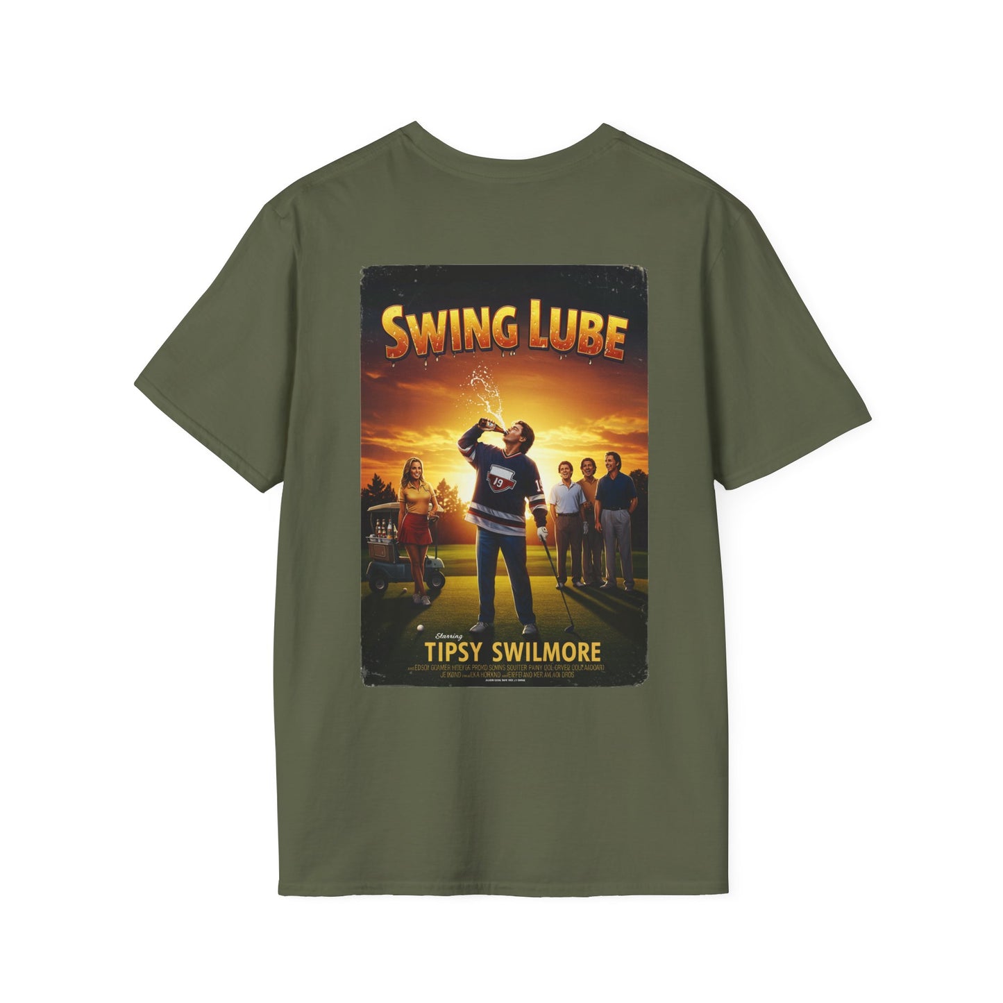 SWING LUBE T-Shirt - Starring TIPSY SWILMORE- Golf Noir Signature Apparel