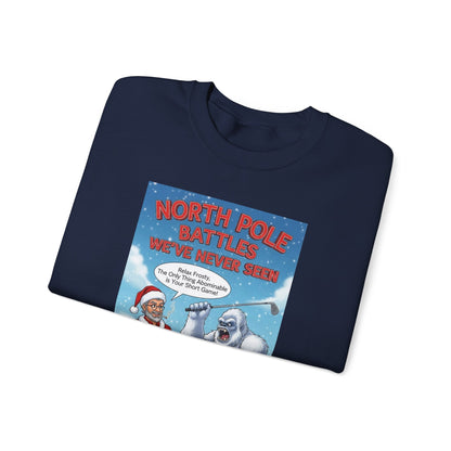 SHANKA CLAUS & SANDRA CLAUS Christmas Sweatshirt — "North Pole Battles"
