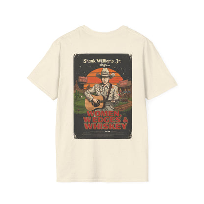 WOMEN, WEDGES, & WHISKEY T-Shirt - Starring SHANK WILLIAMS JR.- Golf Noir Signature Apparel