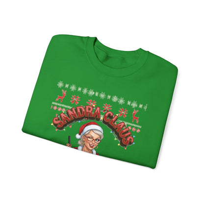 SANDRA CLAUS Ugly Christmas Sweatshirt — Forget Milk & Cookies, I Like Gimmes
