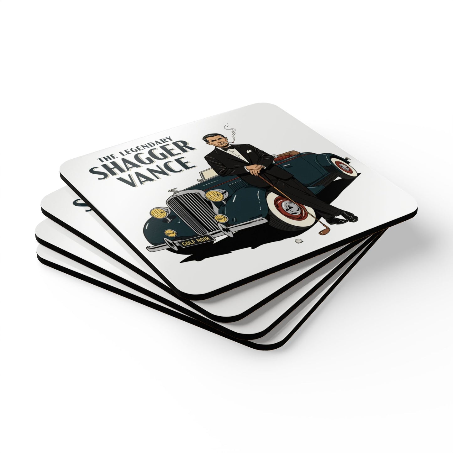 The Legendary Shagger Vance Golf Noir Cork Coaster Set